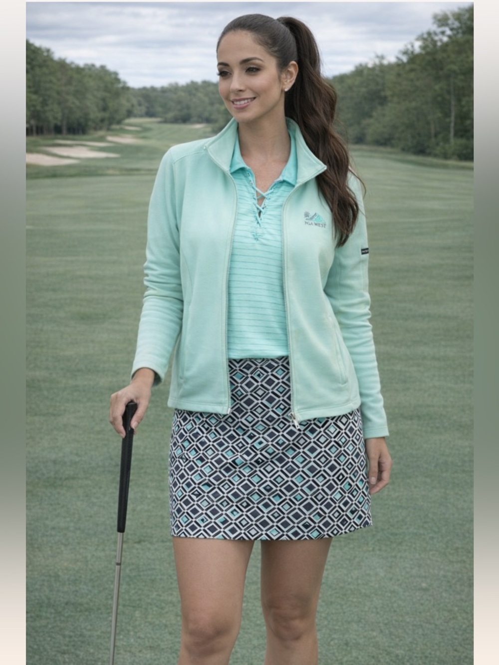 (L) 3PC  Nancy Lopez golf shirt/Maggie Lane golf skort/PGA West jacket